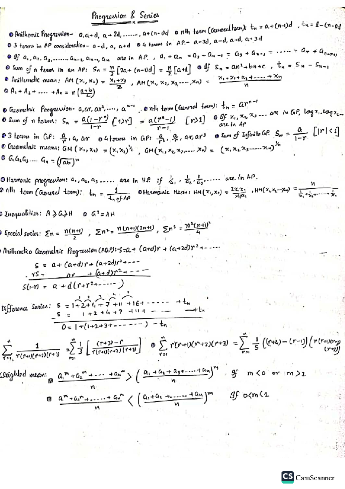 Progression And Series 2 - Math 105 - Camscanner - Studocu