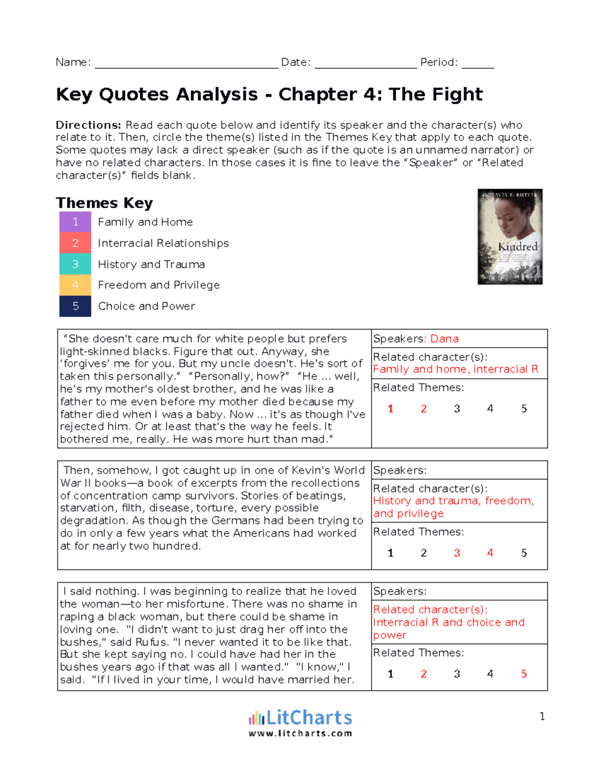 1. Chapter 4 The Fight Quotes Organizer exit ticket - Name