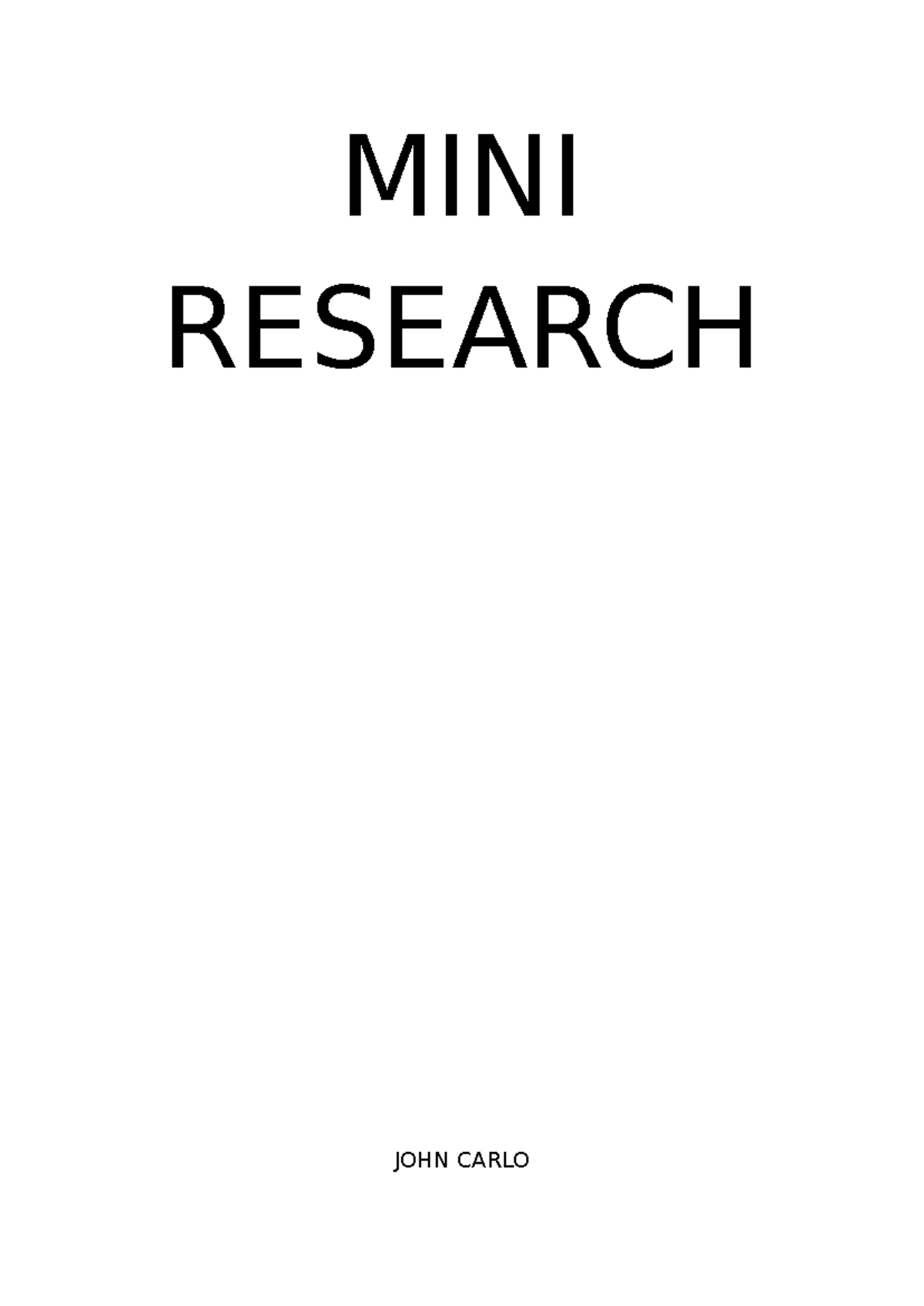 MINI- Research - MINI RESEARCH JOHN CARLO The table shows the data I ...
