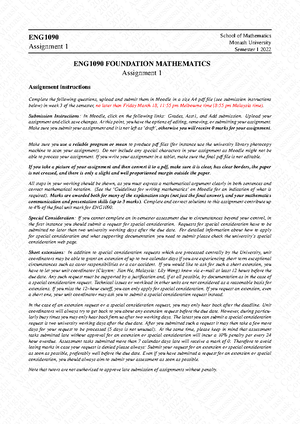 Assignment 2 - ENG Assignment 2 School of Mathematics Monash University ...