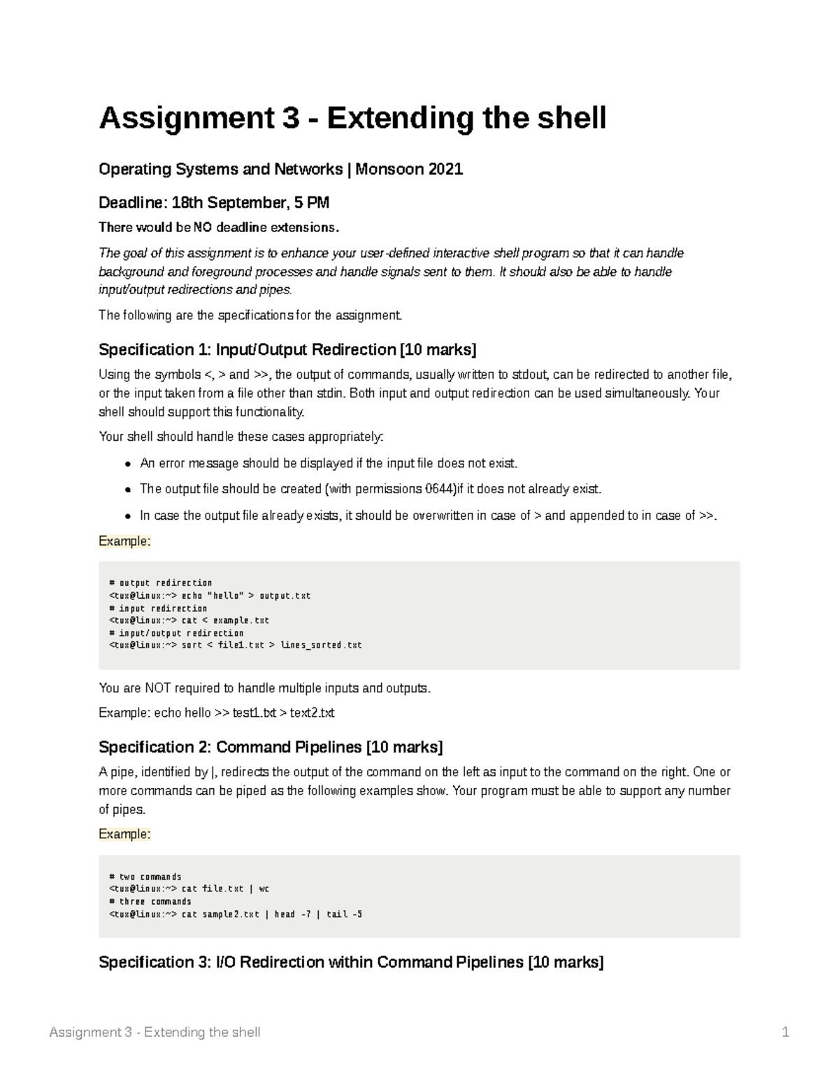 assignment statement in shell