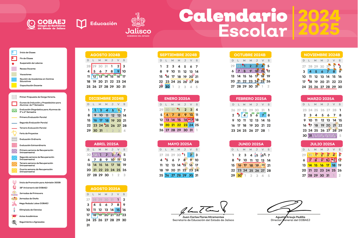 Calendario [2024-2025] - Calendario 2024 COBAEJ Educación Colegio de ...