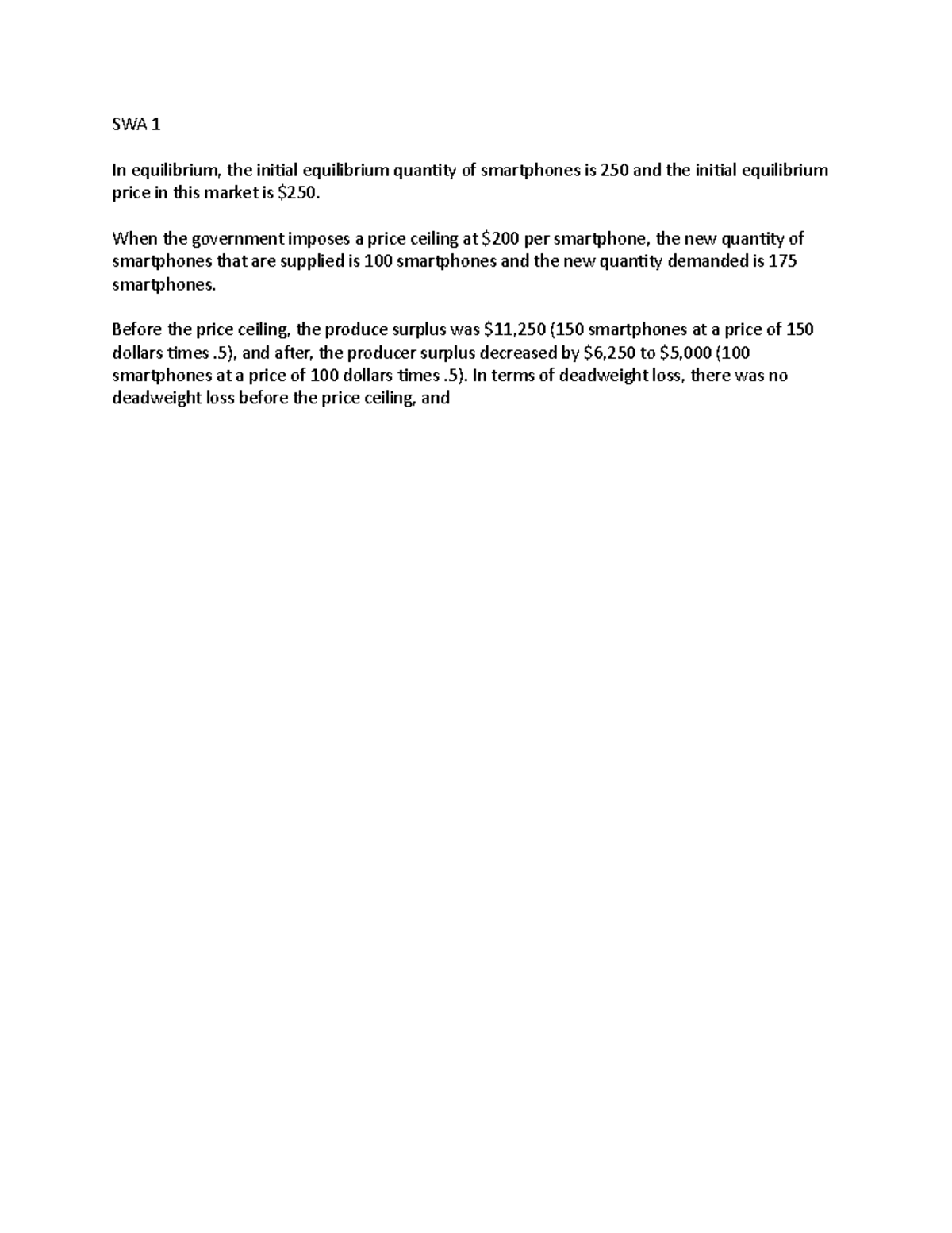 SWA 1 SWA 1 answer SWA 1 In equilibrium, the initial equilibrium