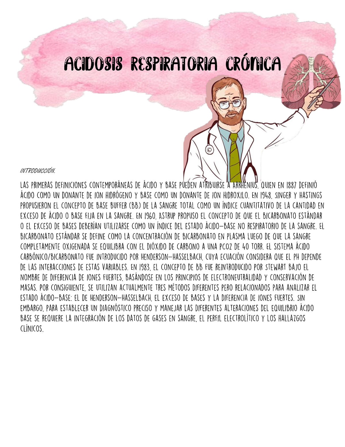 Acidosis respiratoria - Fisiologia I - Studocu