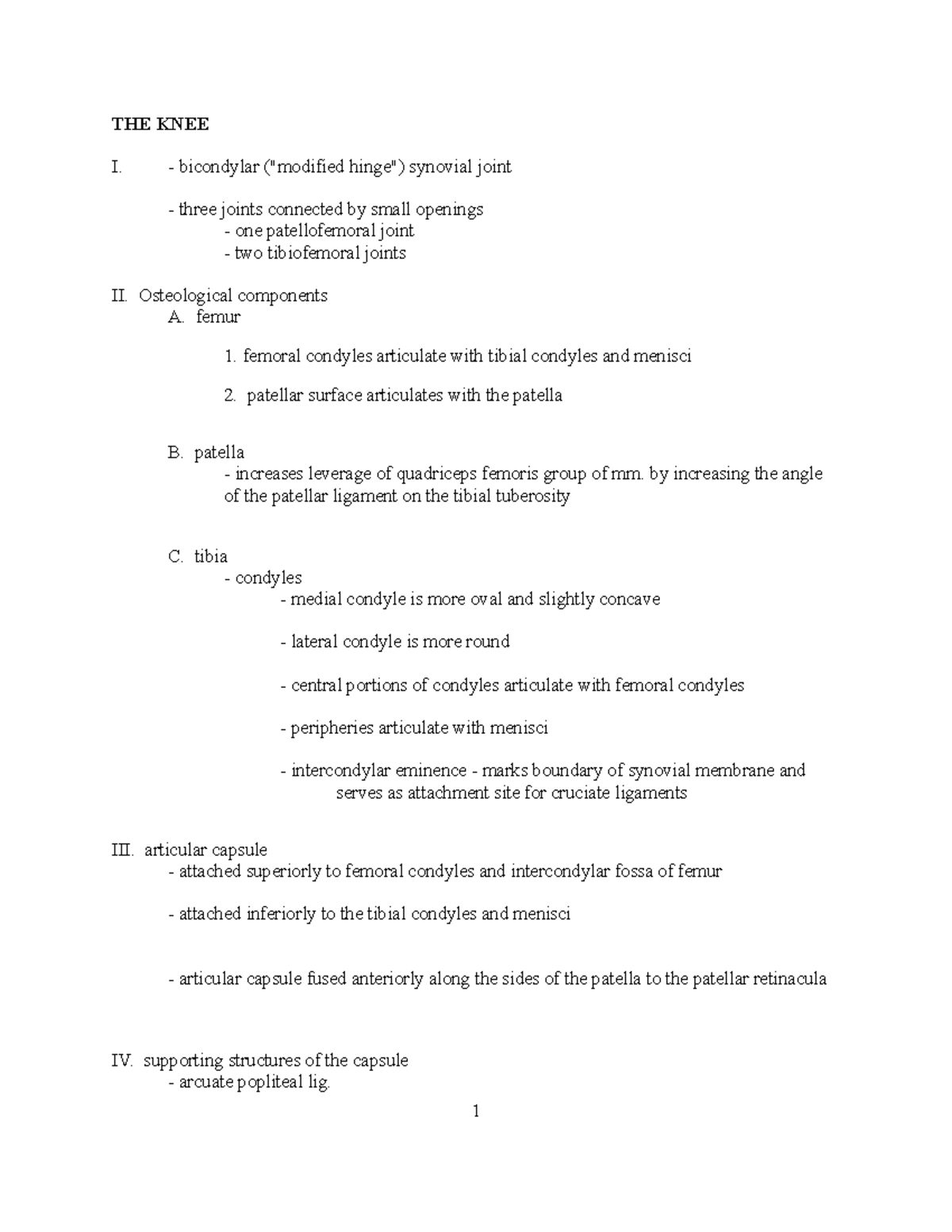 Knee - Lecture notes on the muscles, joints, and ligaments of the knee ...