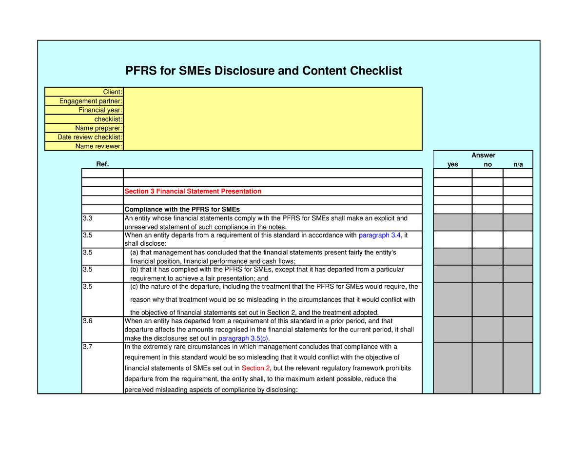 Pfrs For Smes Ver2010 New - PFRS For SMEs Disclosure And Content ...