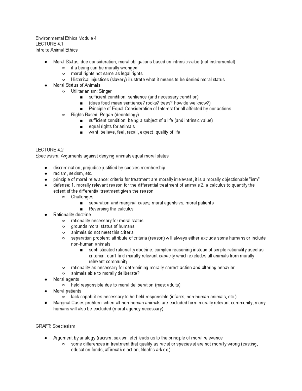 Environmental Ethics Module 4 - Intro to Animal Ethics Moral Status ...