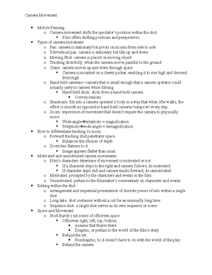 AS Film Studies: Camera Movements