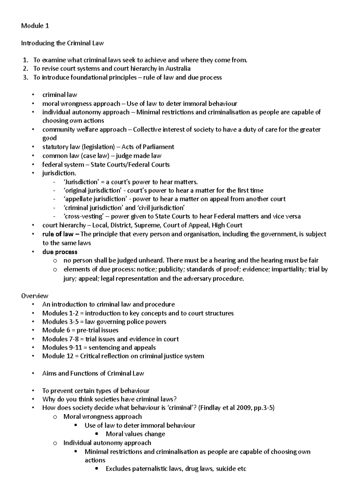 Module 1 - Lecture 1 - Module 1 Introducing The Criminal Law To Examine ...