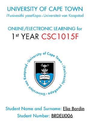 Summary of First Year, First Semester Computer Science (CSC1015F) lessons (2021)