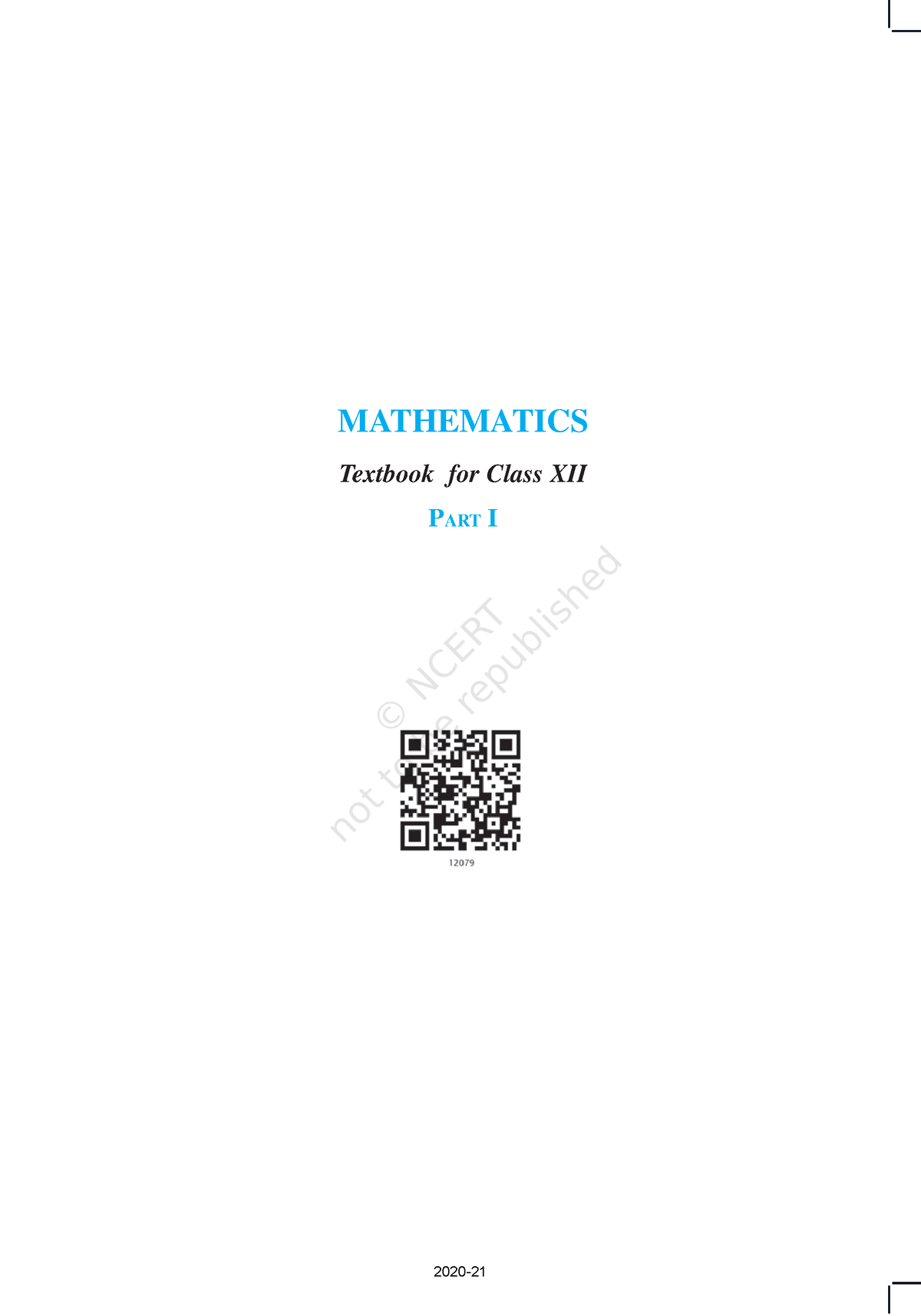 Lemh1ps Ncert Class 12 Mathematics Text Book Part 1 Mathematics Textbook For Class Xii Part 2608