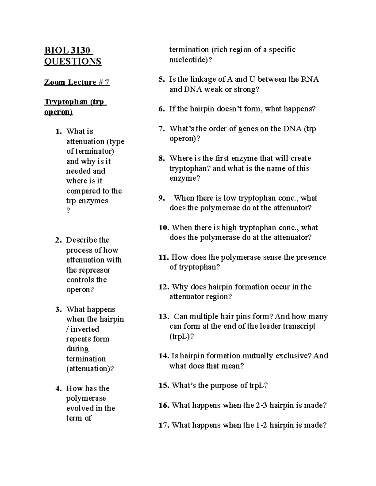 ANKI Questions FOR BIOLOGY 3130 YORKU - BIOL 3130 QUESTIONS Zoom ...