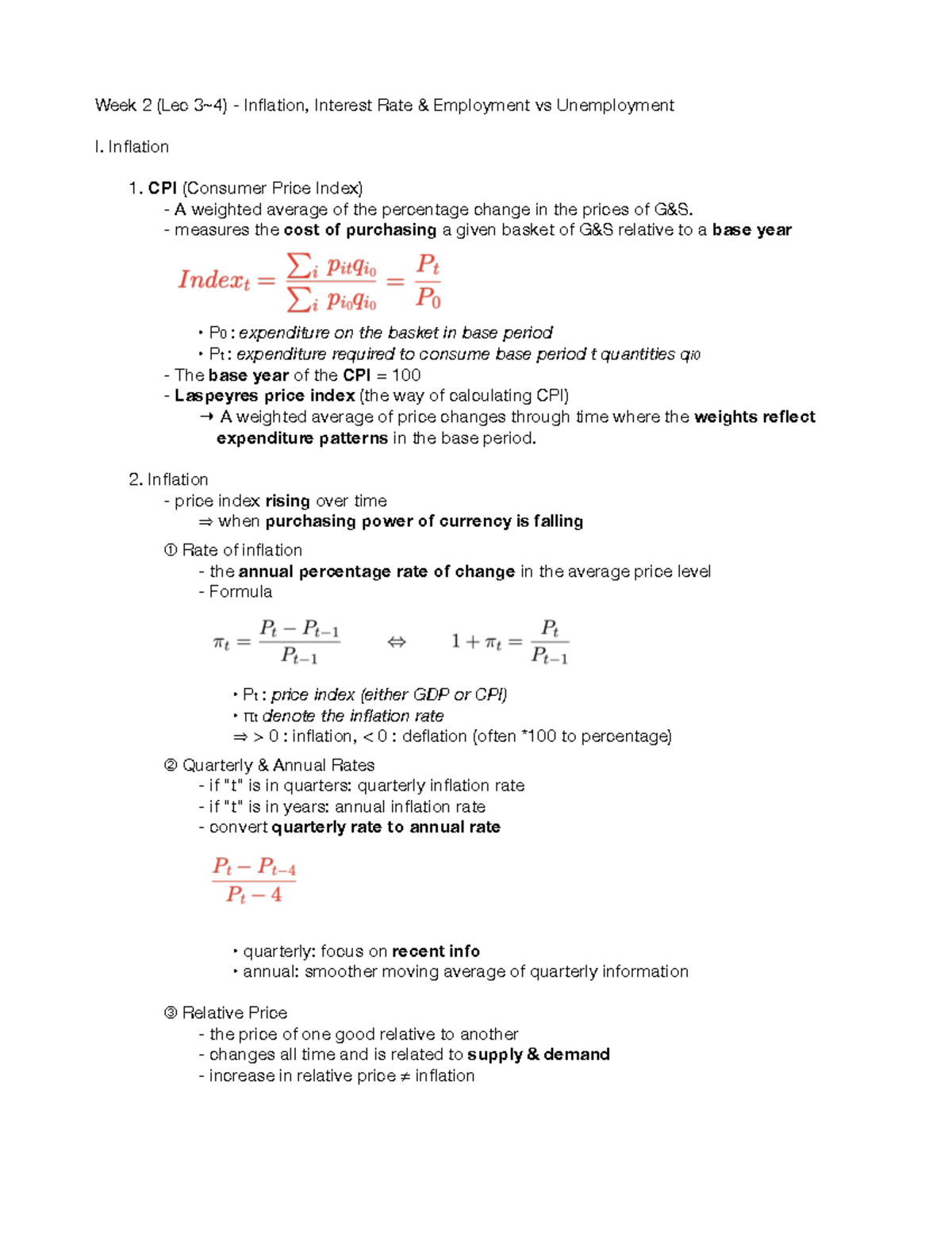 Week 2 - Introduction to Macroeconomics - Week 2 (Lec 3~4) - Inflation ...