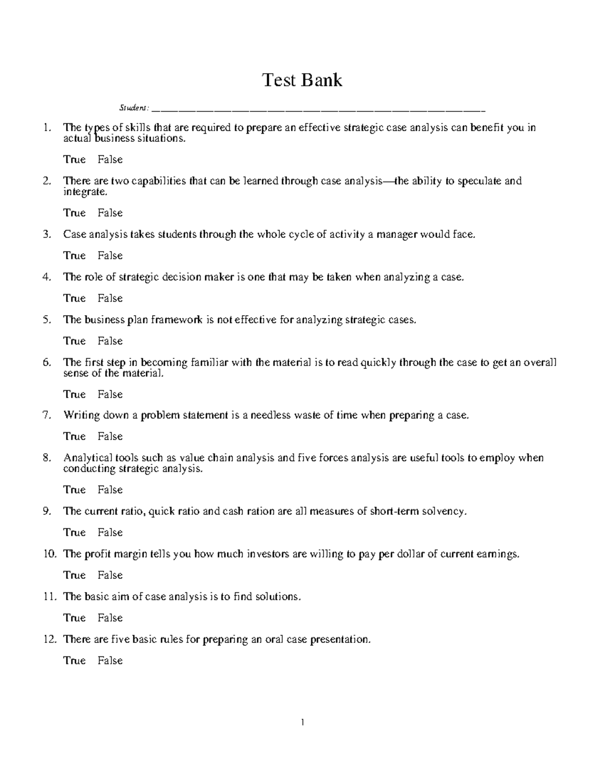 83020217-Test-Bank - Strategic Management test bank - Business Strategy ...