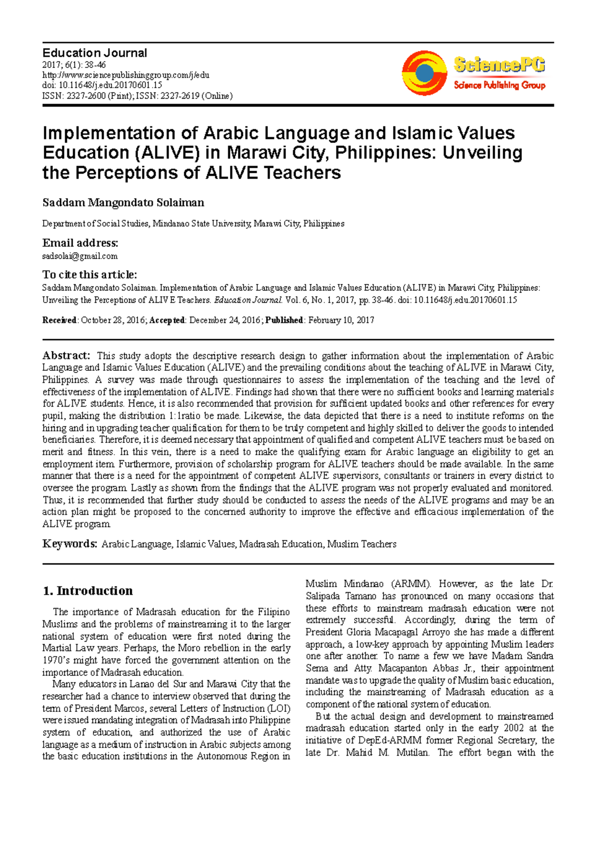 Implementation of Arabic Language and Islamic Valu - Education Journal ...
