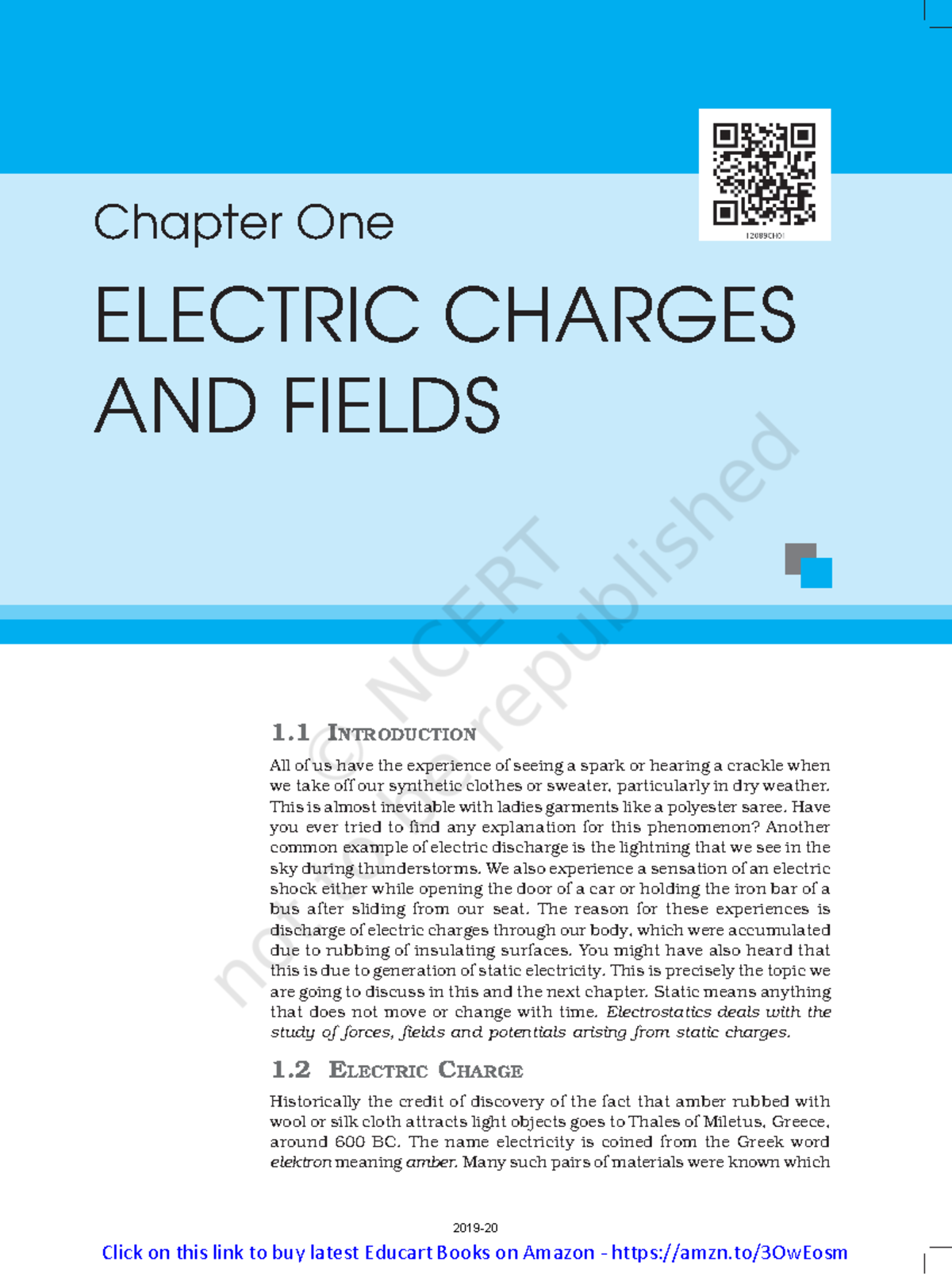 Ch- 1 Electric Charges and Fields - Chapter One ELECTRIC CHARGES AND ...