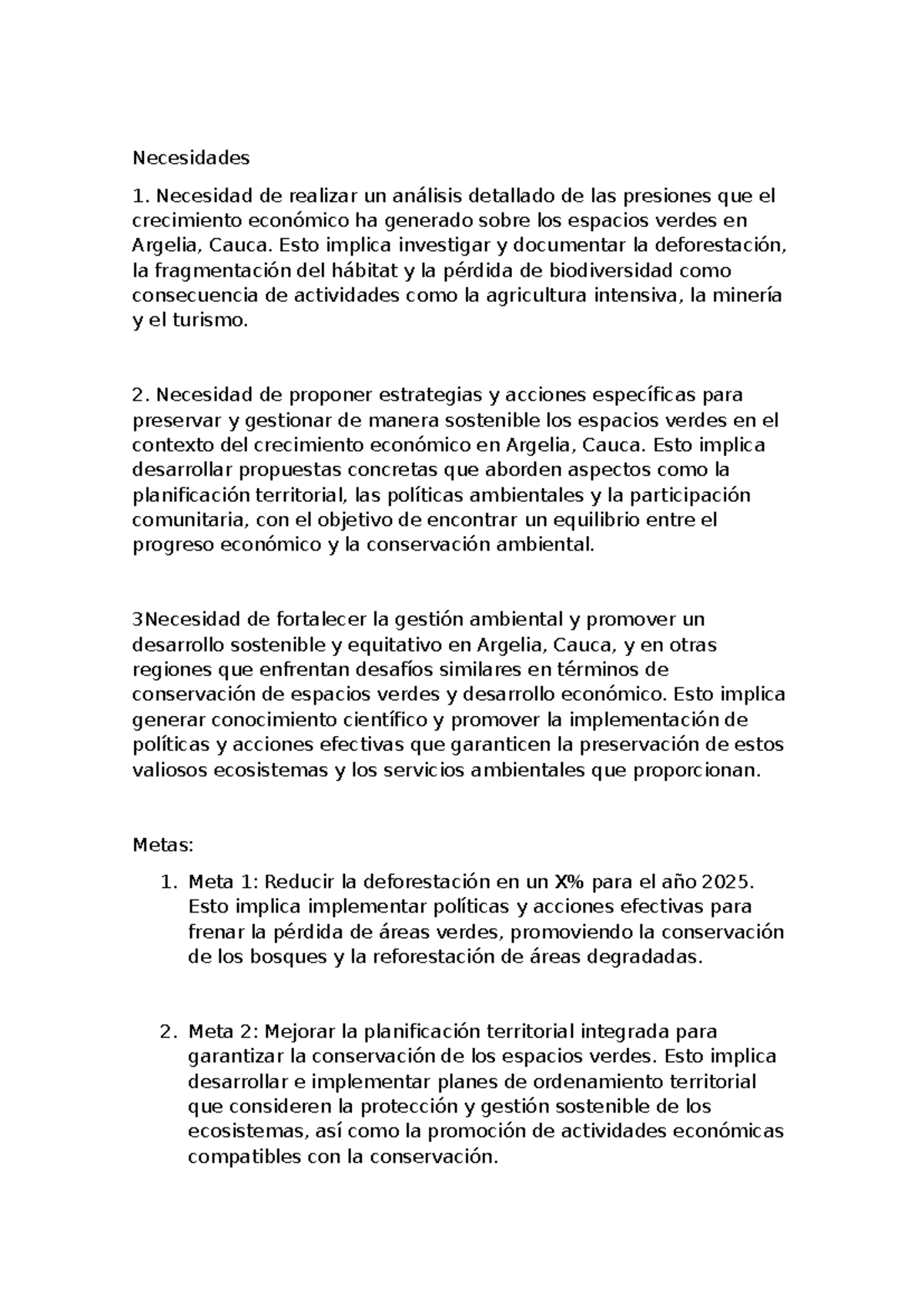 Documento (2 - Vvgv - Necesidades Necesidad de realizar un análisis ...