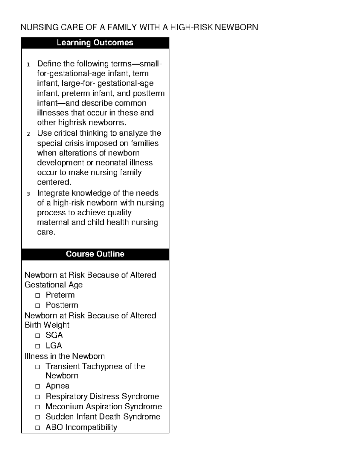 Nursing CARE OF A Family WITH A HIGH-RISK Newborn - NURSING CARE OF A ...