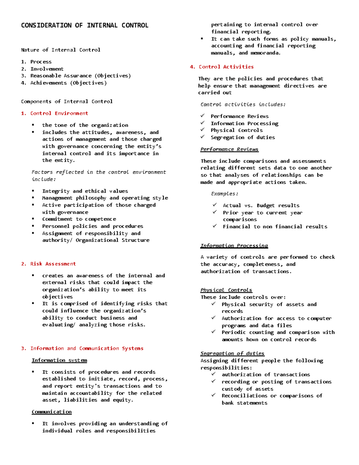 7 Consideration OF Internal Control CONSIDERATION OF INTERNAL CONTROL