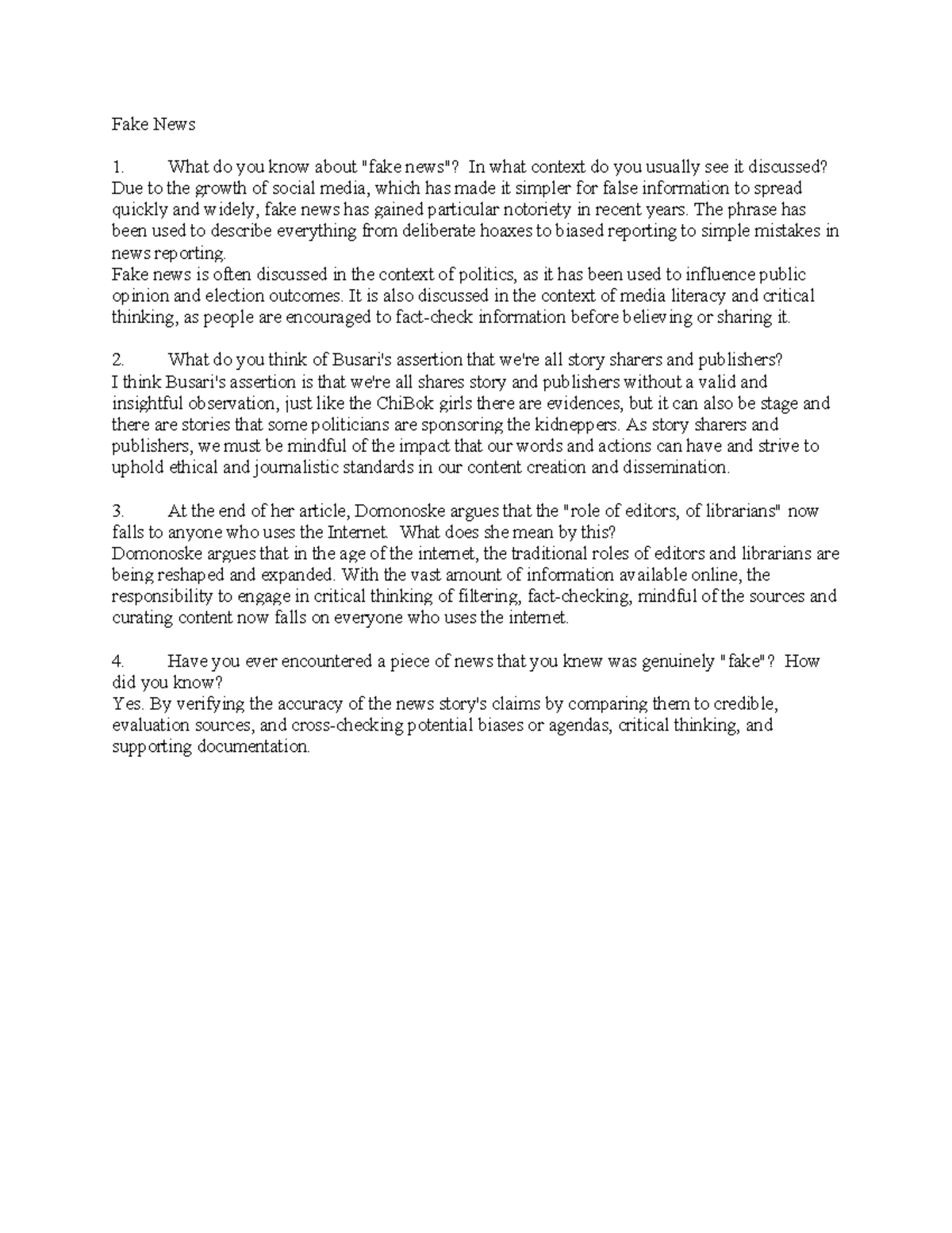 Fake news - Summary Writing and Community - Fake News What do you know ...