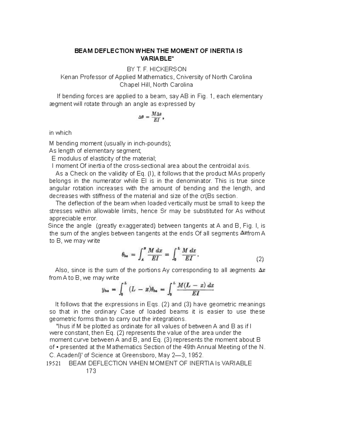 4th variable 3 - bsrtbrb - BEAM DEFLECTION WHEN THE MOMENT OF INERTIA ...