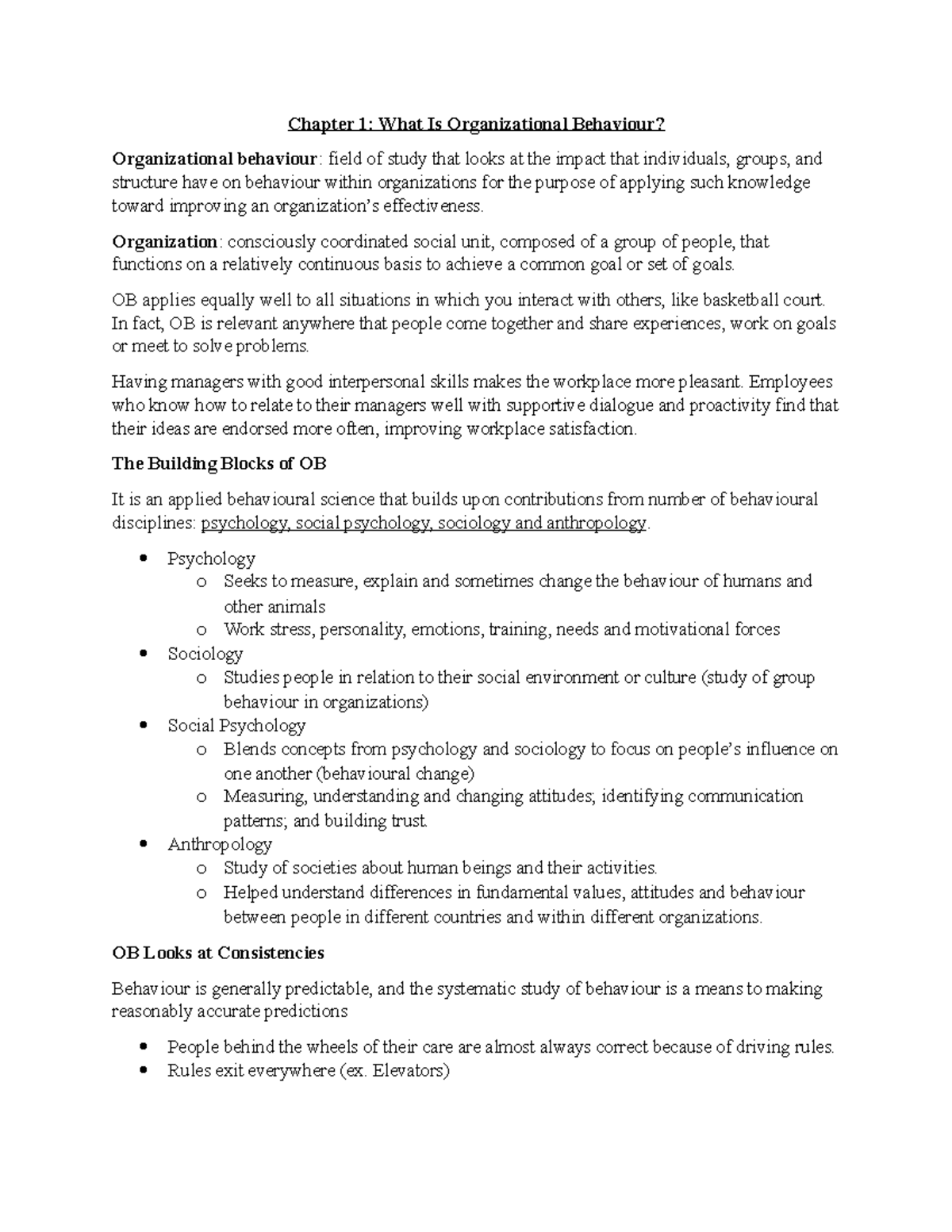 1. Introduction - Lecture notes 1 - Chapter 1: What Is Organizational ...