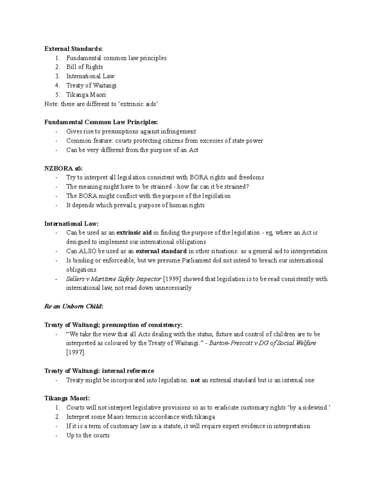 Lecture 18 - External Standards: 1. Fundamental common law principles 2 ...