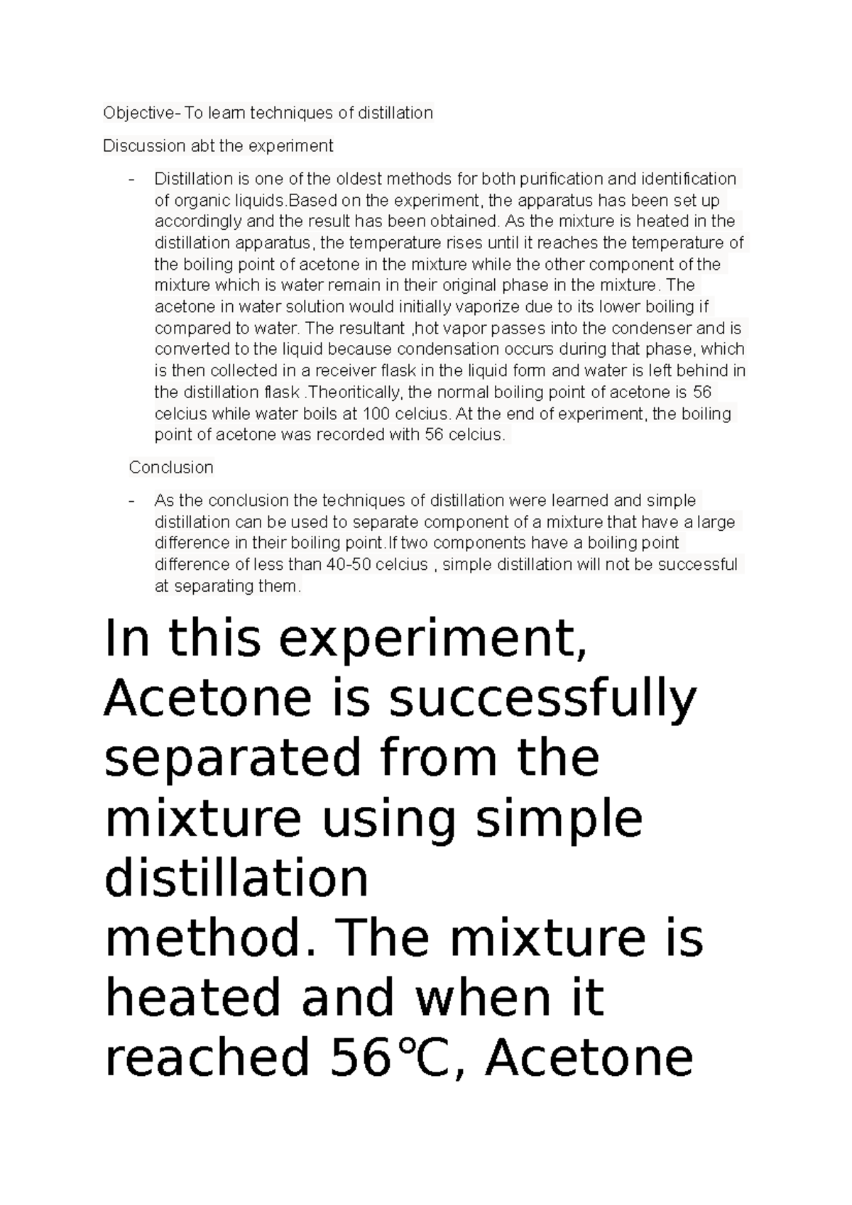 Chm 207 lab report ex 2 - Objective- To learn techniques of ...