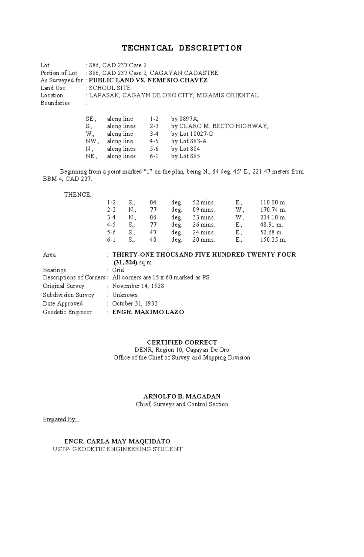 LAB 3 Maquidato GE2A - cartography - TECHNICAL DESCRIPTION Lot : 886 ...