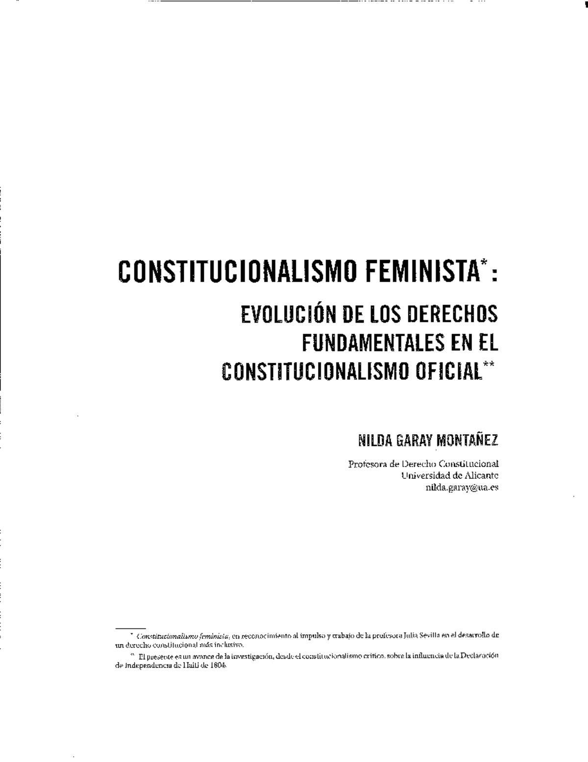 Garay Constitucionalismo Feminista - Derecho Constitucional - Studocu