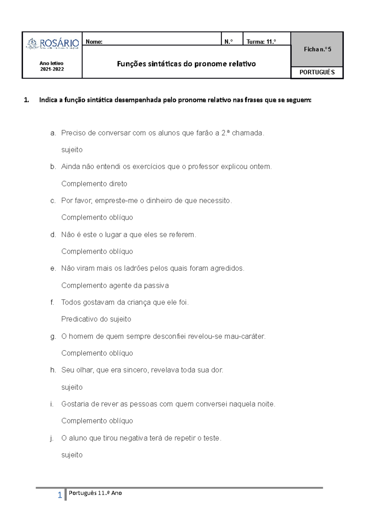 as Funções Sintáticas do Pronome Relativo Que