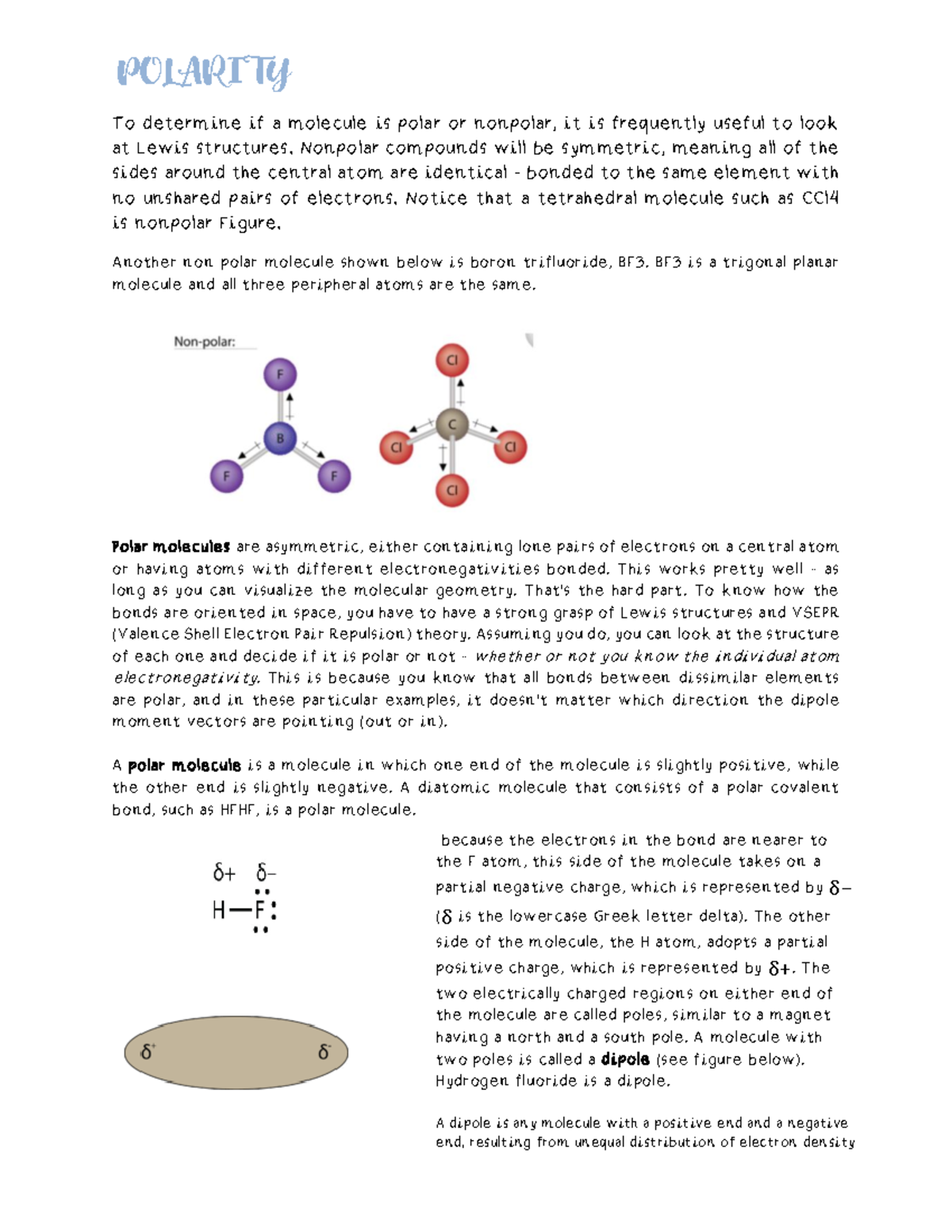 Polarity - How to determine if a molecule is polar or not - To ...