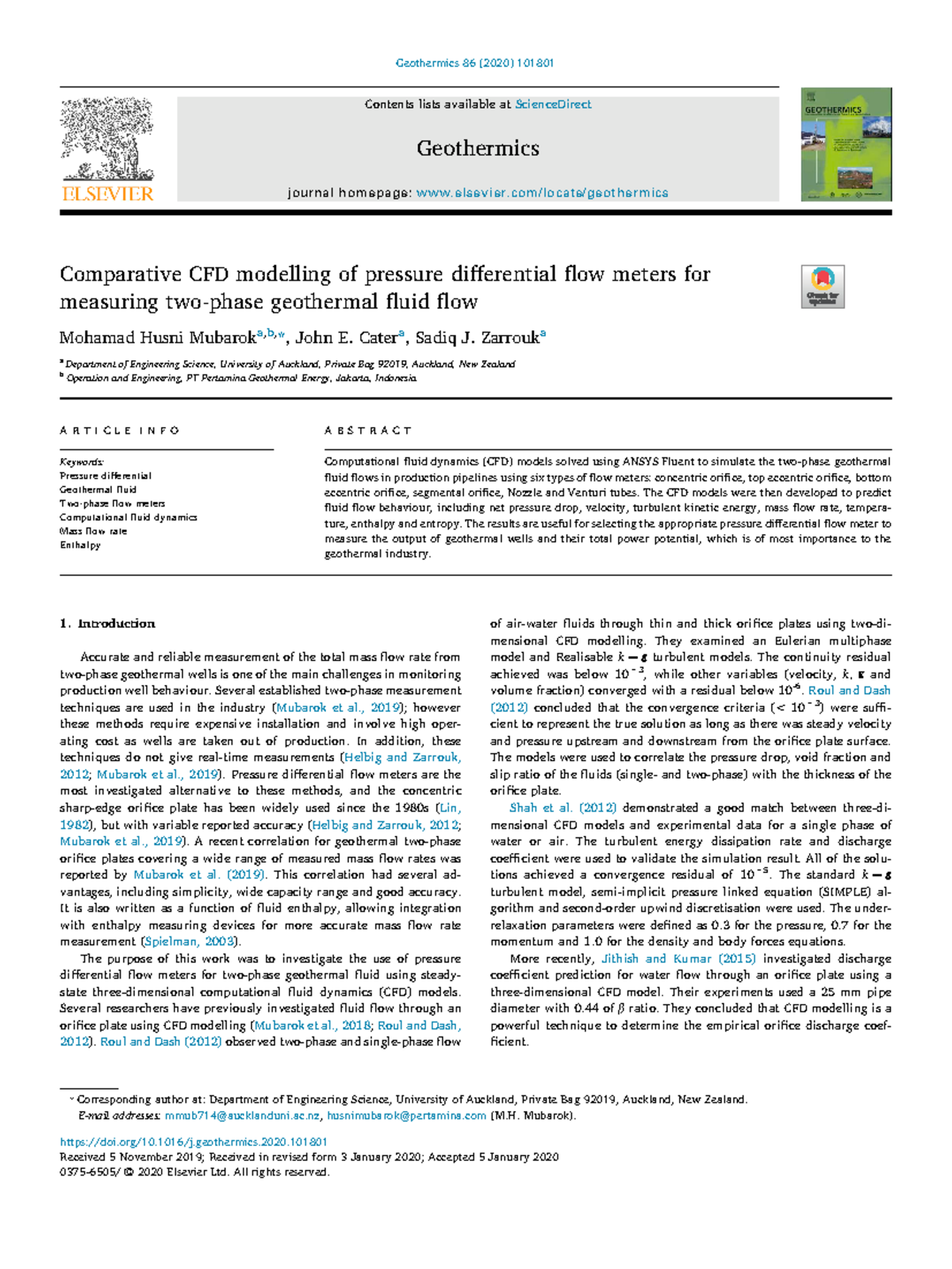 Comparative CFD modelling of pressure differential flow meters ...