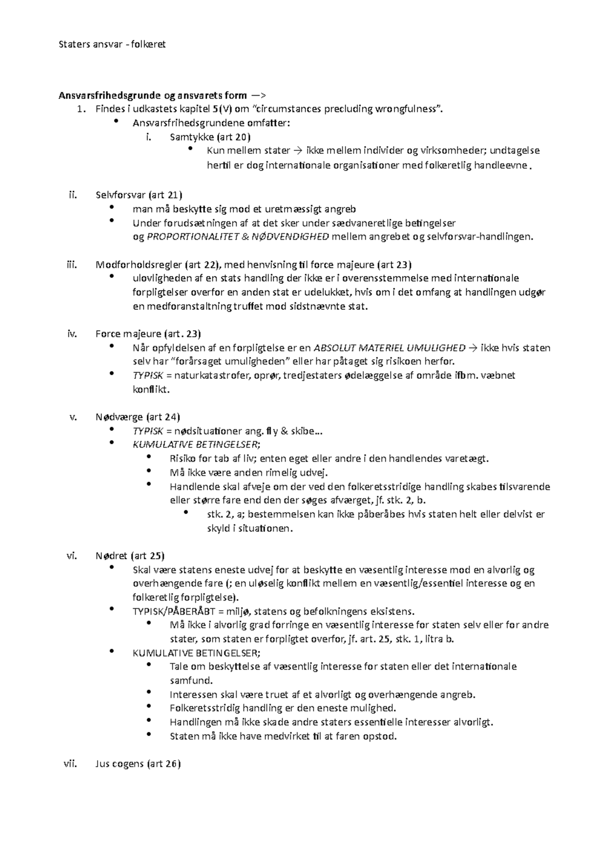 Staters ansvar Folkeret Staters ansvar folkeret