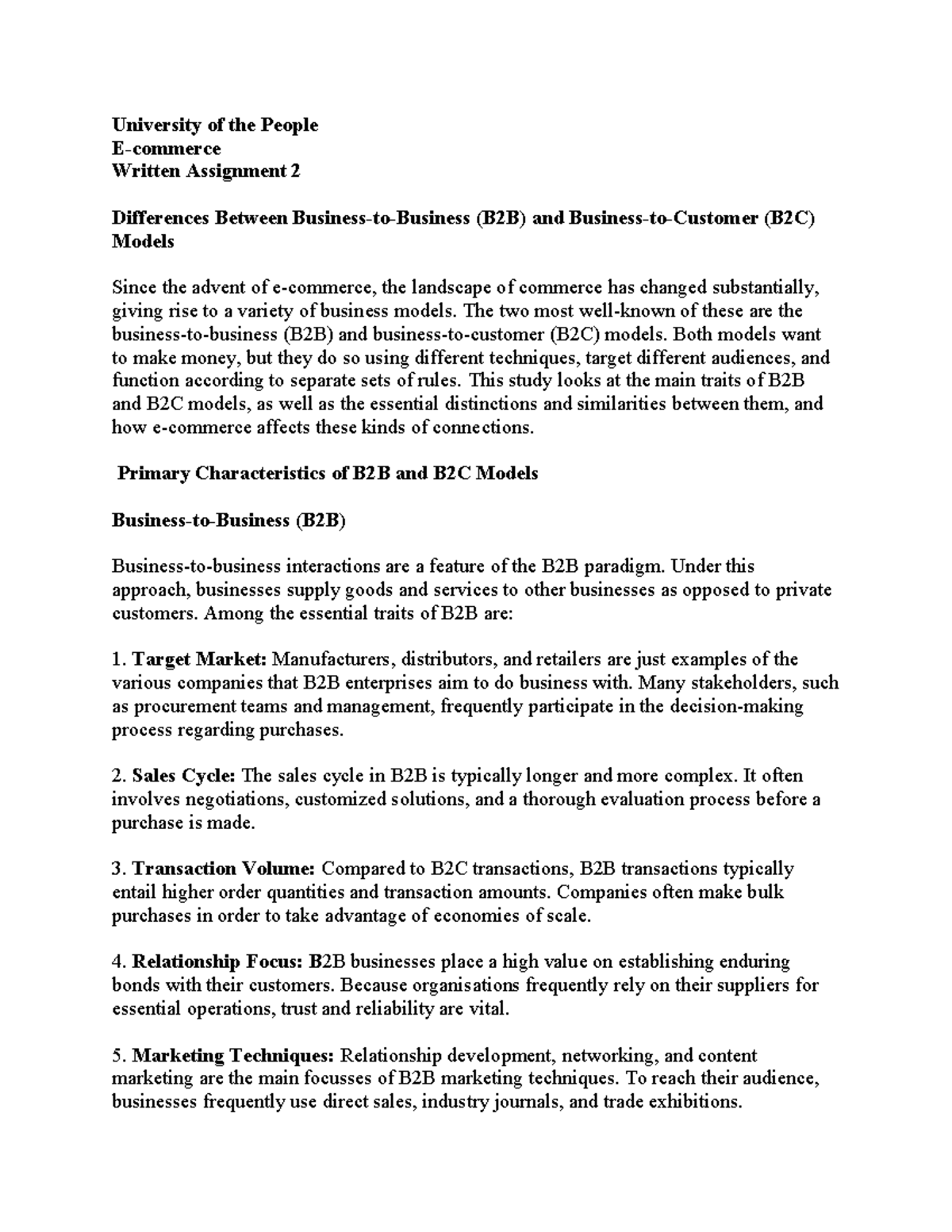 E-commerce WA2 copy - written assignment - University of the People E ...