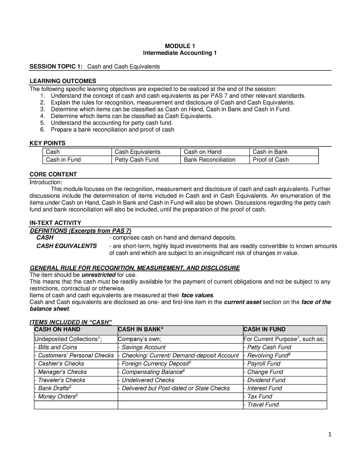 Module 1 - BS ACCOUNTANCY STUDENTS PADAYON - 1 MODULE 1 Intermediate ...