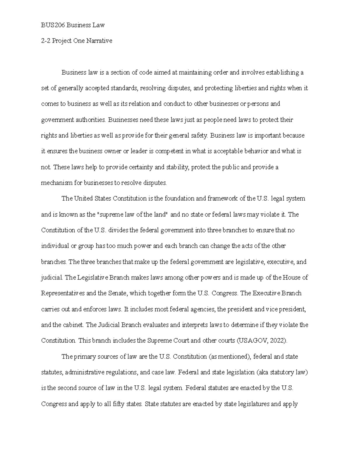 BUS206 2-2 Speaker Notes - BUS206 Business Law 2-2 Project One ...