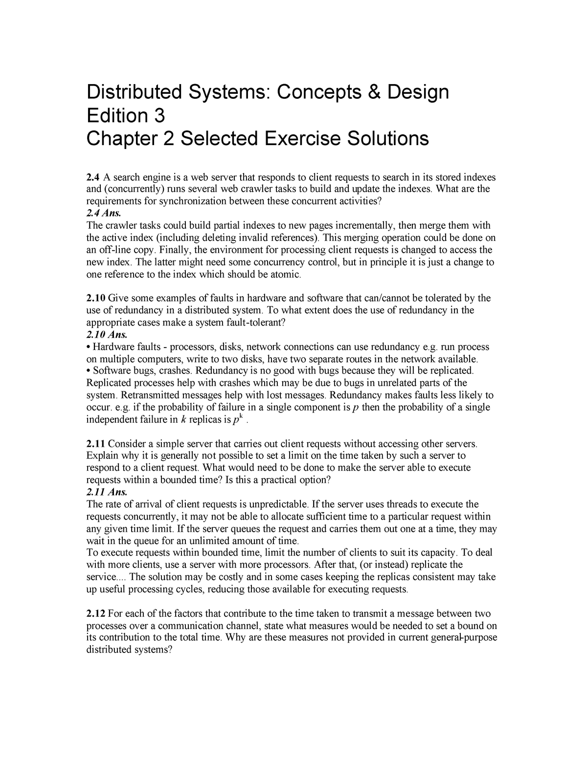 DistributedSystems Solutions MainBook chapter2 edition3 - Distributed 