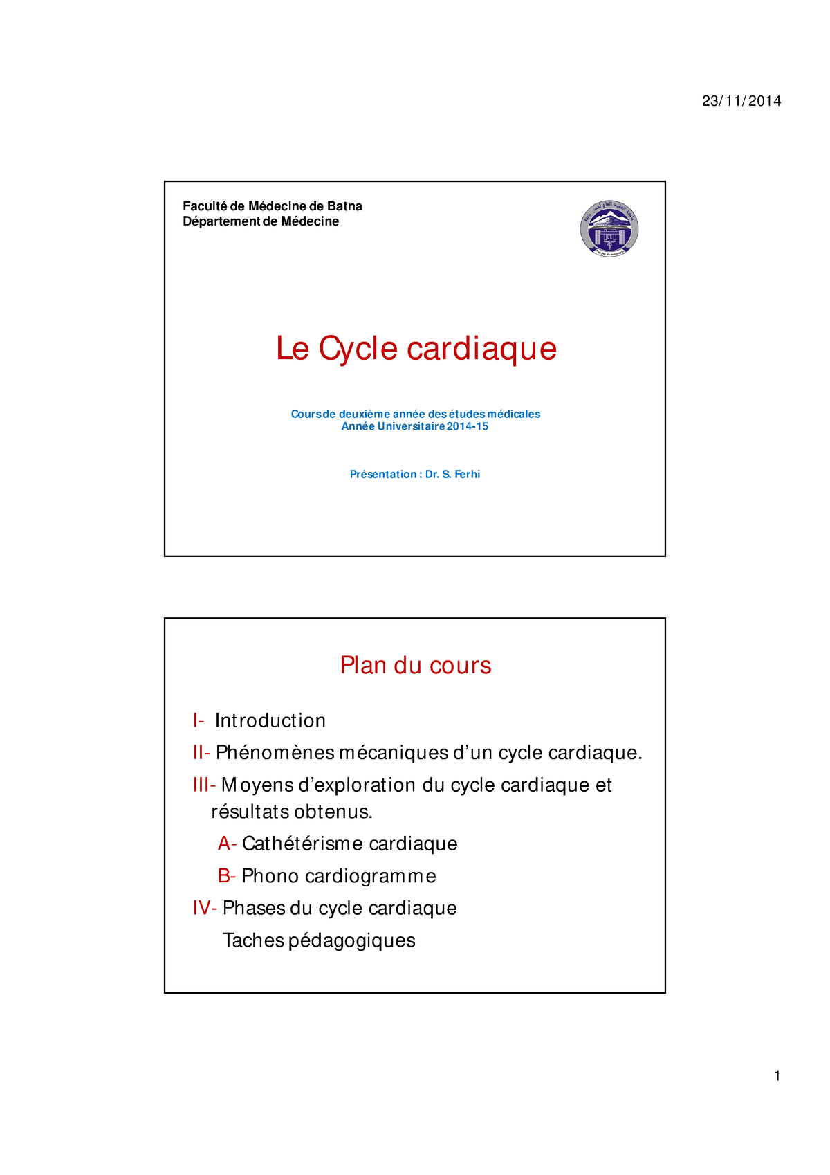 Cycle Cardiaque Pdf 2014 15 Le Cycle Cardiaque Cours De Deuxième Année Des études Médicales 5276