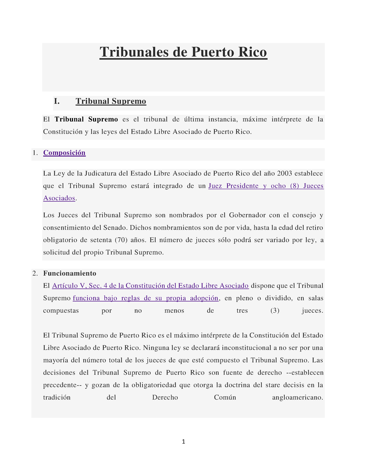 Rama Judicial PR - Tribunales De Puerto Rico I. Tribunal Supremo El ...