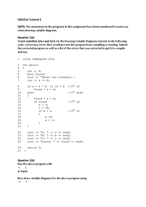 COS1511+Tutorial+8 - NOTE - COS1511 Tutorial 8 Question 1 Watch ...