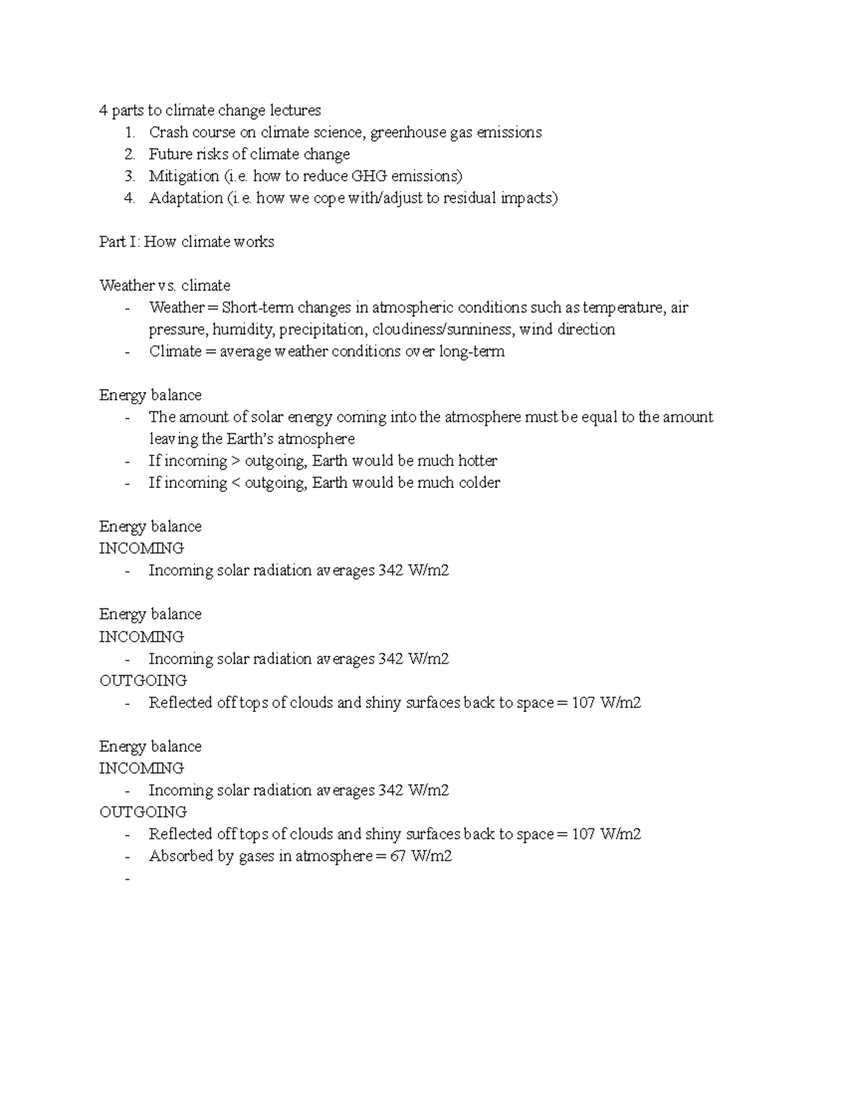 ES110 What is climate change 4 parts to climate change lectures 1
