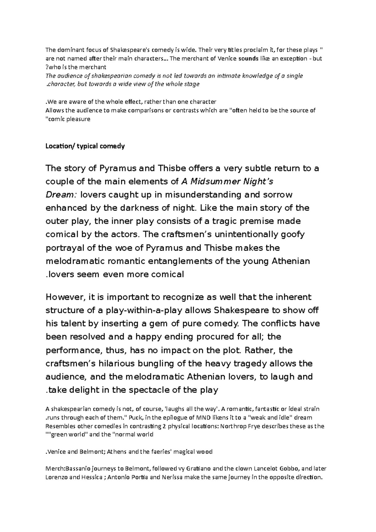 Shakespeare lecture notes - 