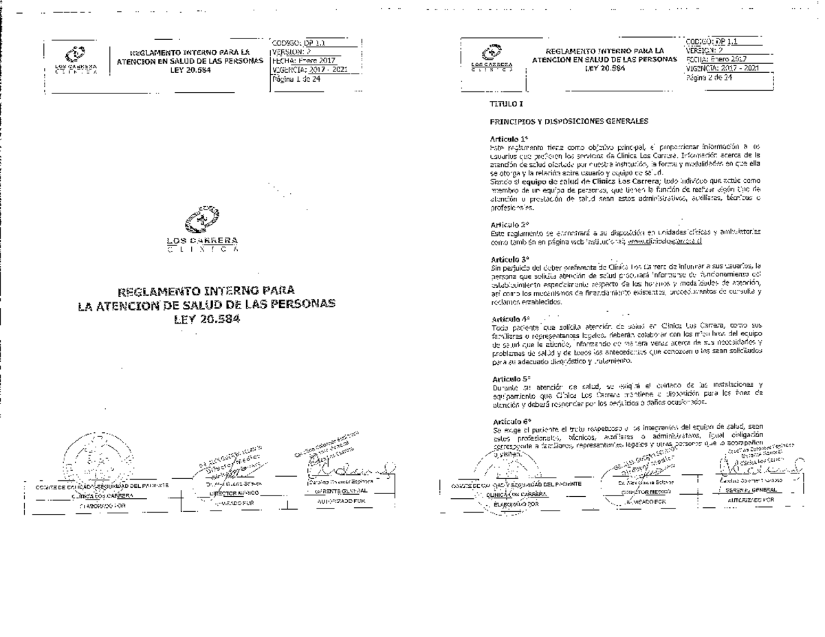 DP-1 - Normativa complementaria a ley 20584 - Normativa en Salud - Studocu