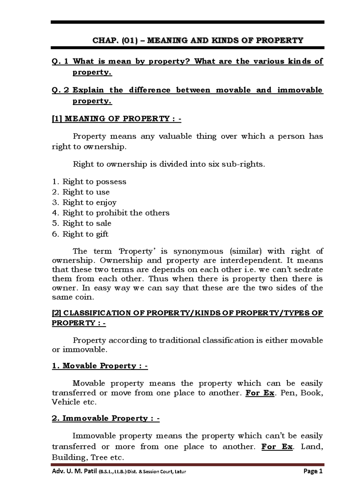 law-of-property-chap-01-meaning-and-kinds-of-property-q-1-what