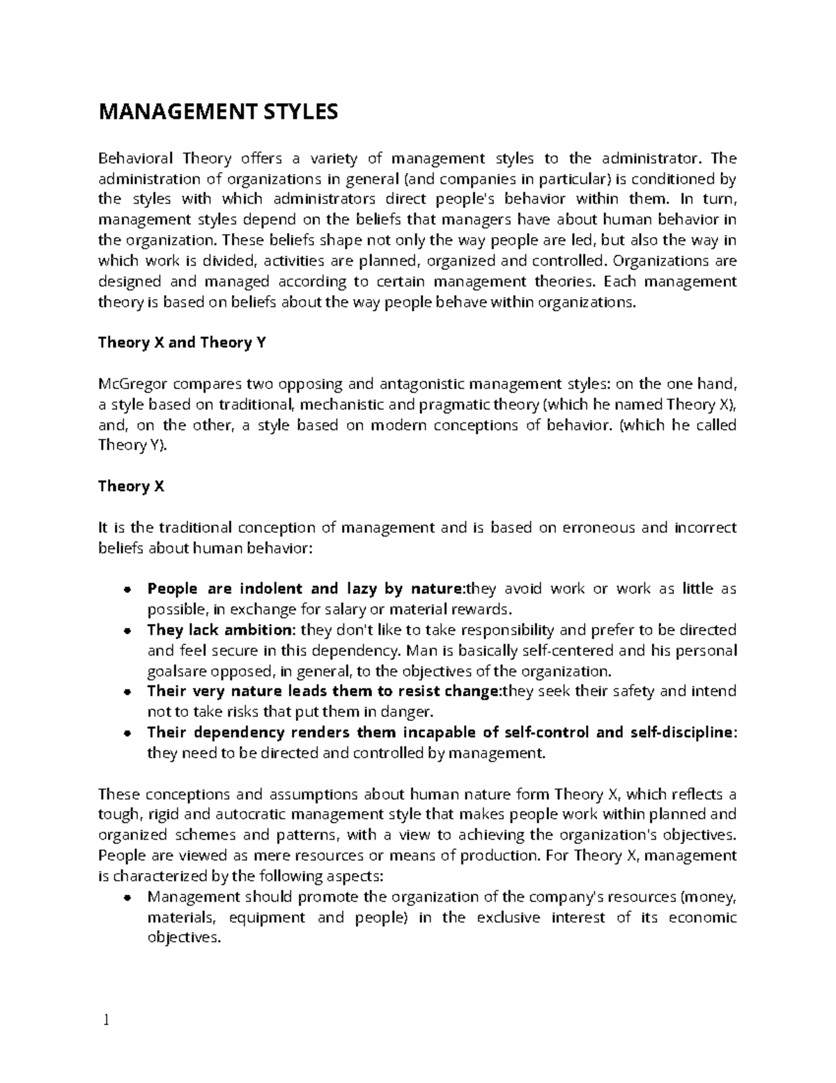 Management styles. - The administration of organizations in general ...