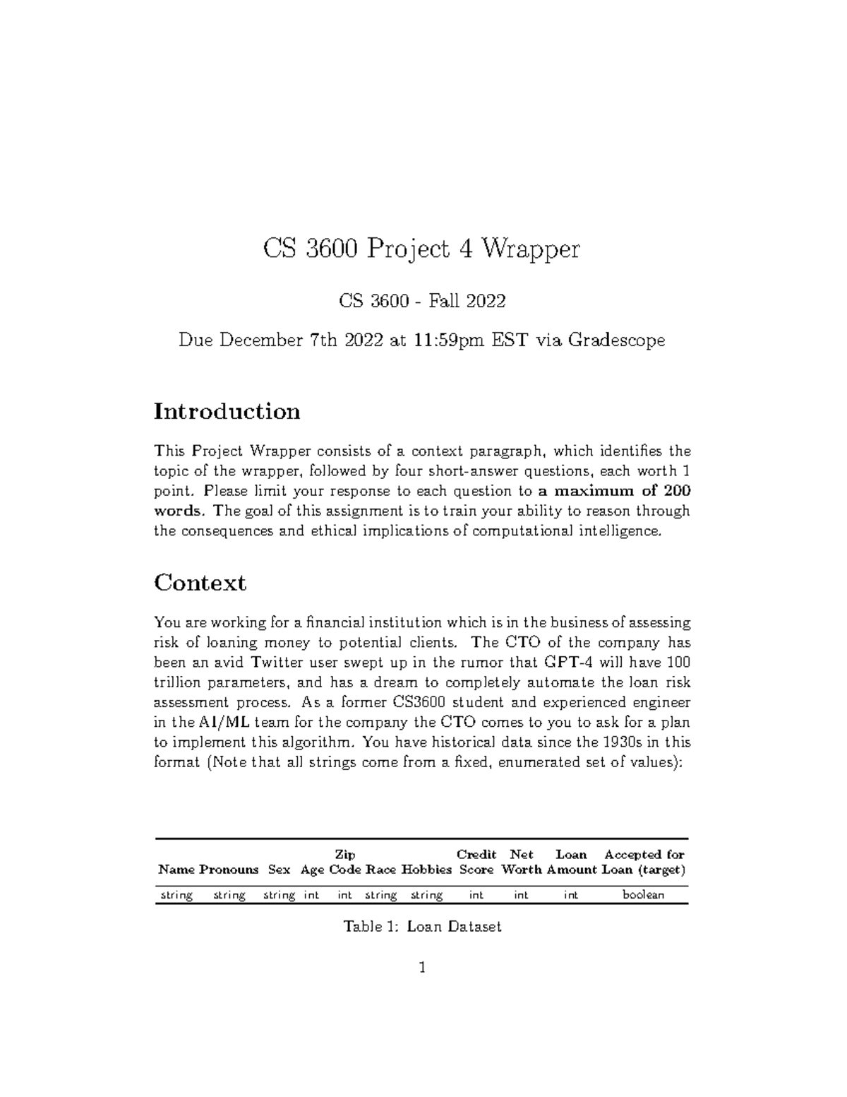 P4 Wrapper - CS 3600 Project 4 Wrapper CS 3600 - Fall 2022 Due December ...