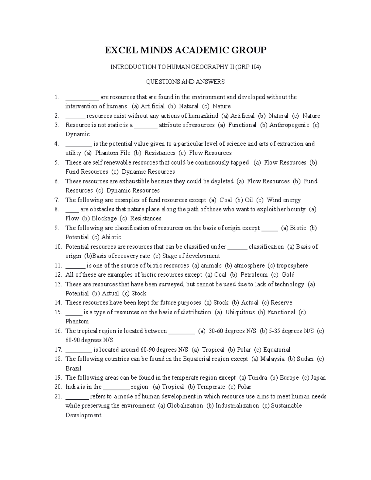 GRP 104 EMAG Questions - For 100l students - EXCEL MINDS ACADEMIC GROUP ...