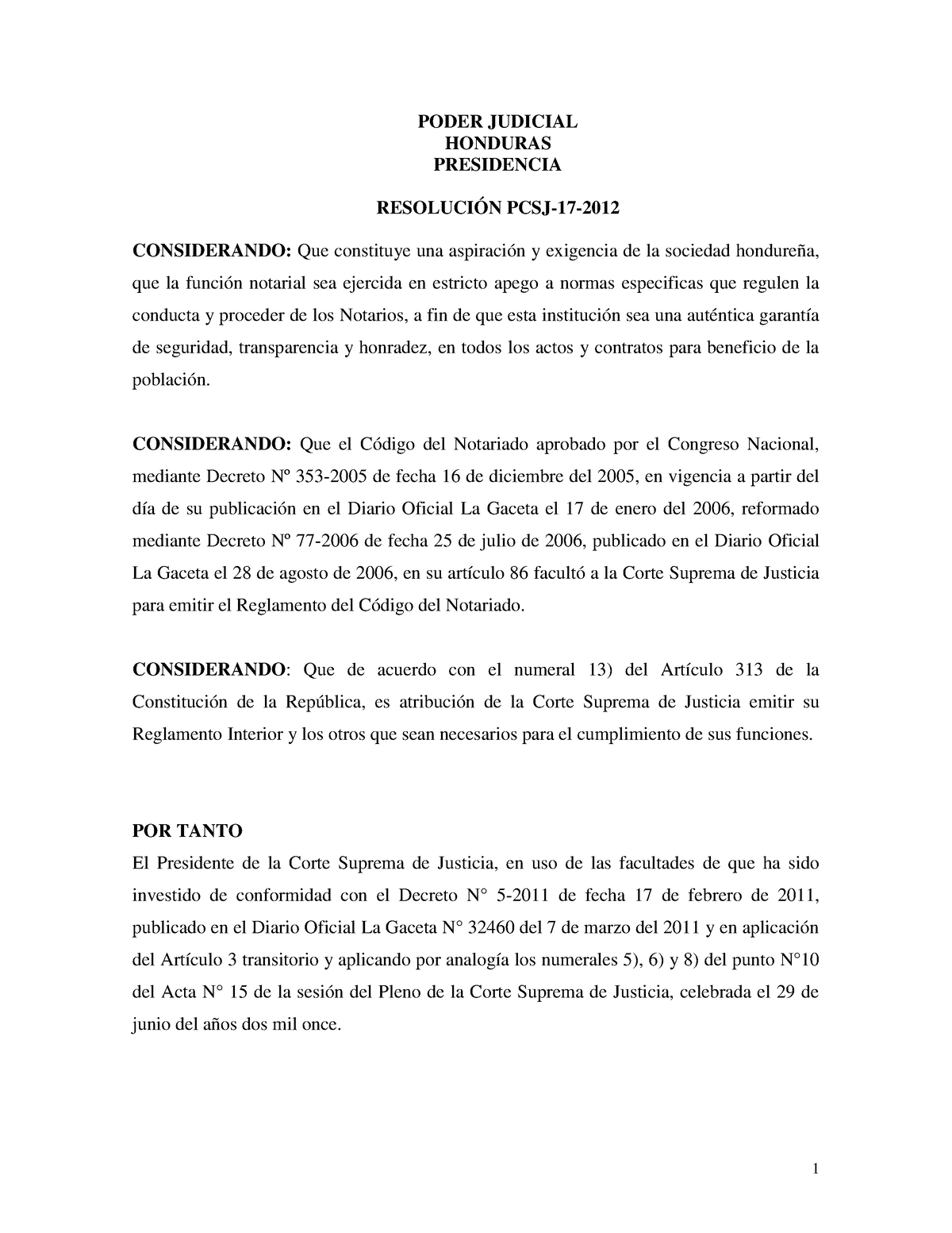 Reglamento-Codigo-Notario - PODER JUDICIAL HONDURAS PRESIDENCIA ...