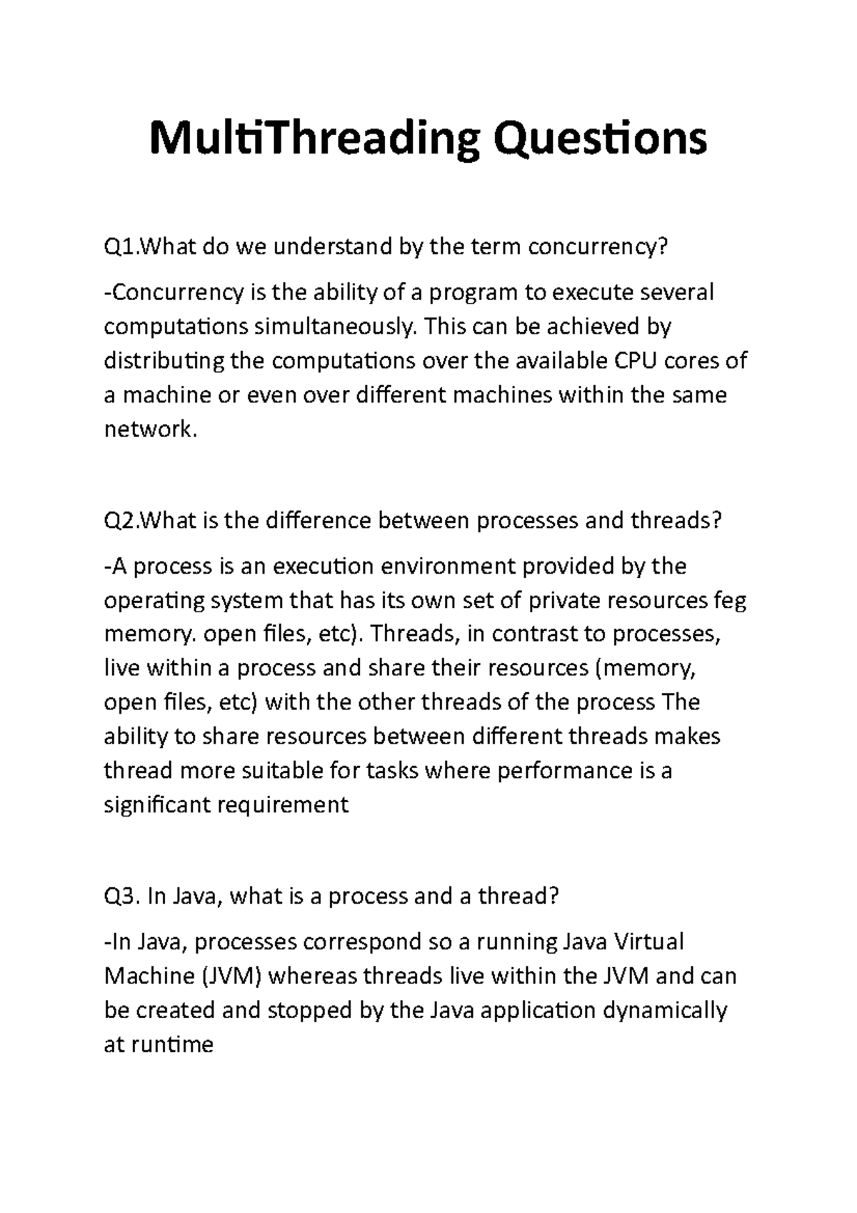Multi Threading Questions MultiThreading Questions Q1 do we